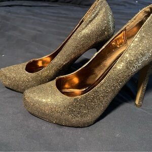 JustFab Gold Glitter Stiletto Heels